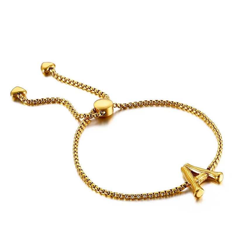 Letter Titanium Steel 18K Gold Plated Bracelets In Bulk