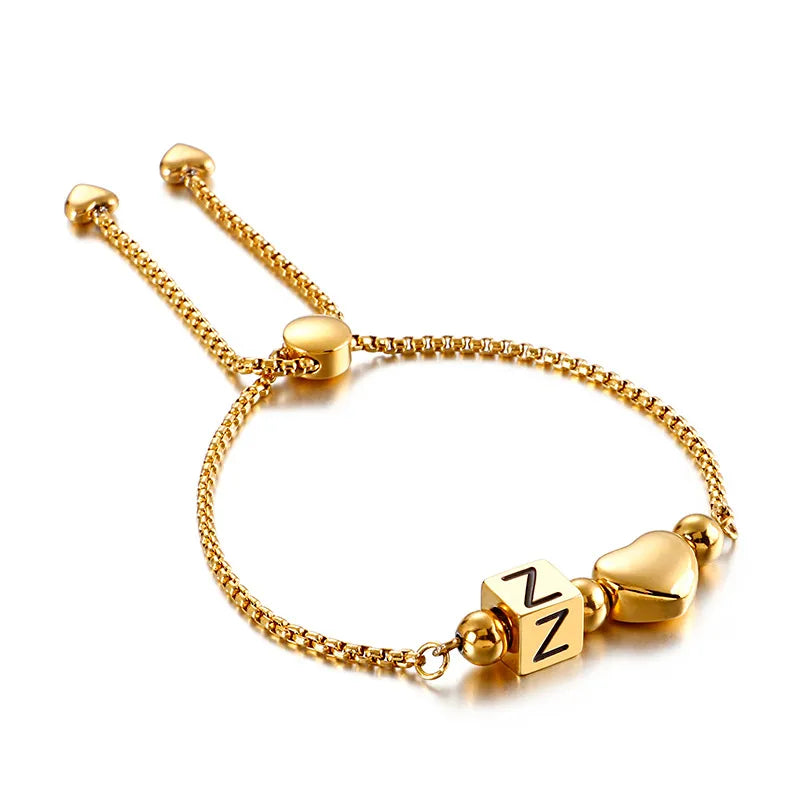 Korean Style Letter Titanium Steel 18K Gold Plated Bracelets In Bulk