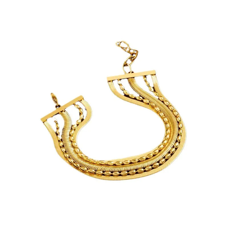 simple style solid color titanium steel 18k gold plated bracelets in bulk