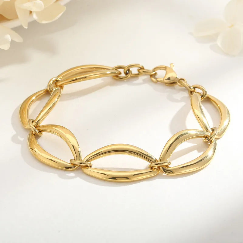 Rock Geometric Titanium Steel 18K Gold Plated Bracelets In Bulk