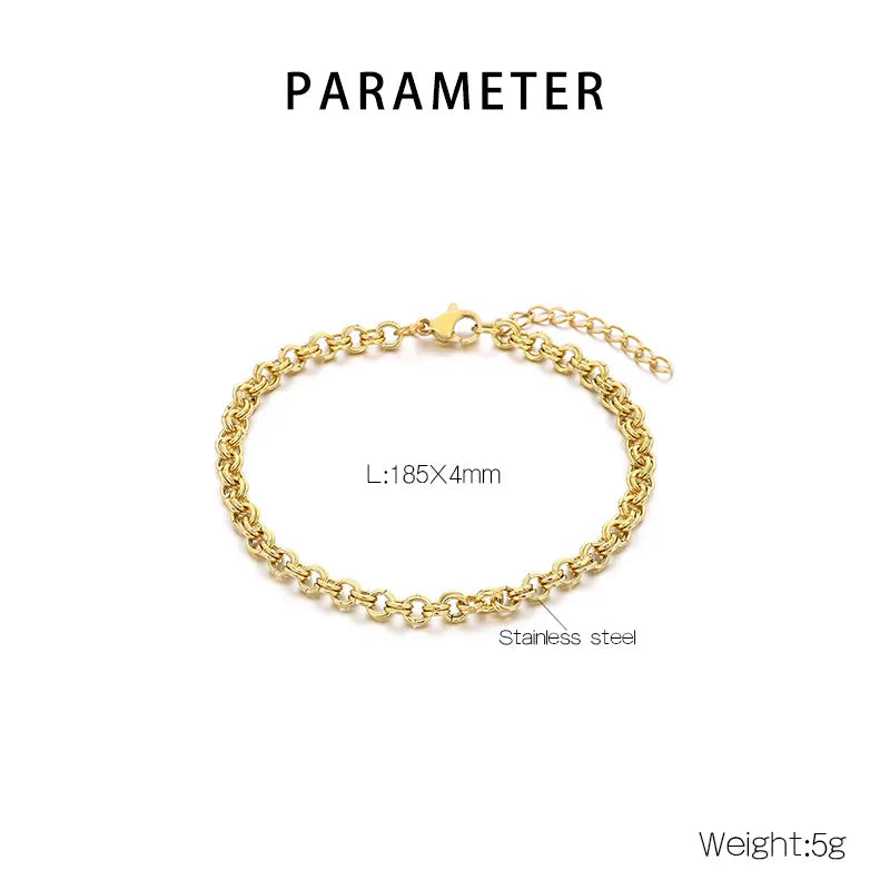 Simple Style Geometric 304 Stainless Steel 18K Gold Plated  Bracelets In Bulk