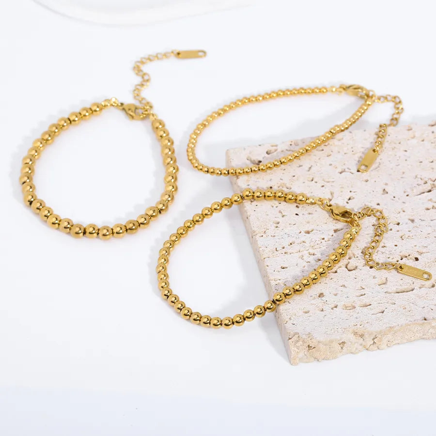 Classic Style Round 201 Stainless Steel 18K Gold Plated Bracelets In Bulk