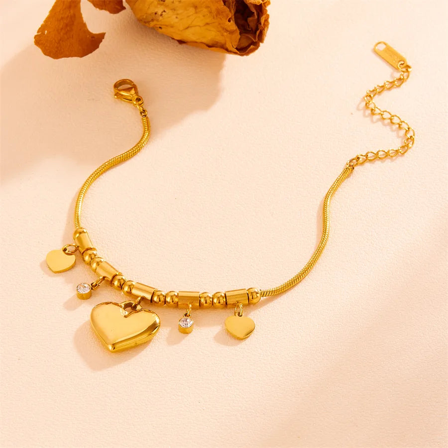 Elegant Romantic Heart Shape Titanium Steel 18K Gold Plated Bracelets In Bulk