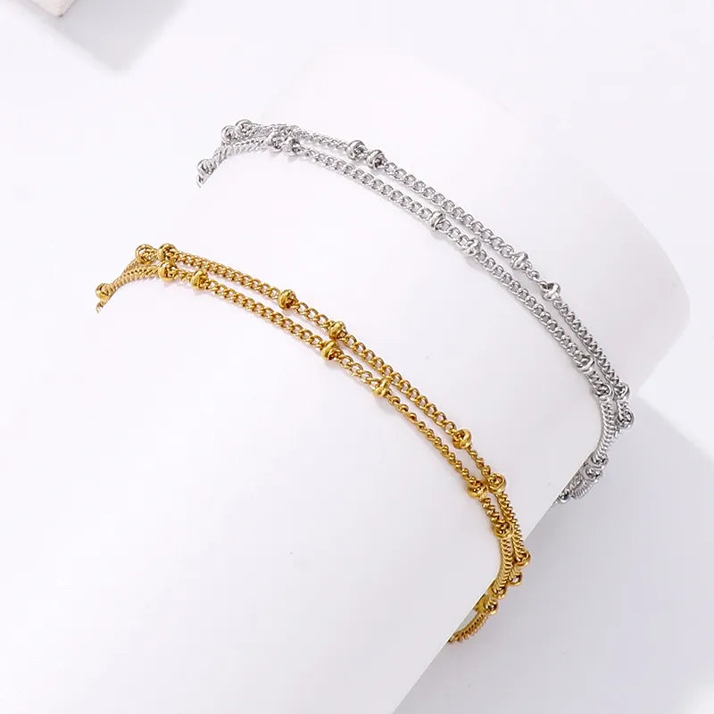 Basic Geometric Solid Color Titanium Steel 18K Gold Plated Bracelets In Bulk