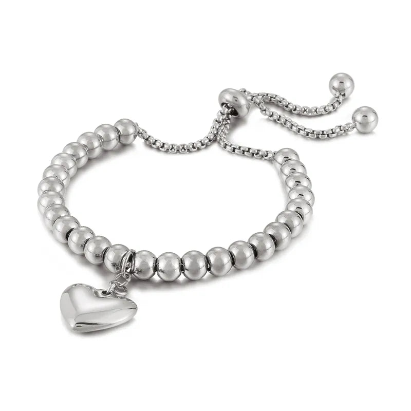 Sweet Heart Shape Stainless Steel 18K Gold Plated Bracelets In Bulk