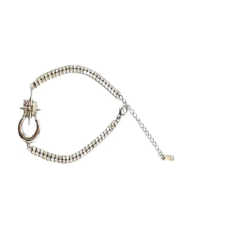 Simple Style Star Moon Titanium Steel 18K Gold Plated Bracelets In Bulk