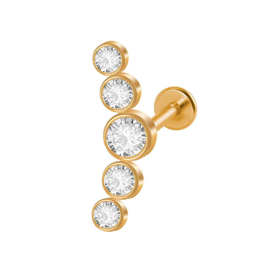 Casual Vacation Round Arc 304 Stainless Steel Inlay Zircon lip stud Ear Studs 1 Piece