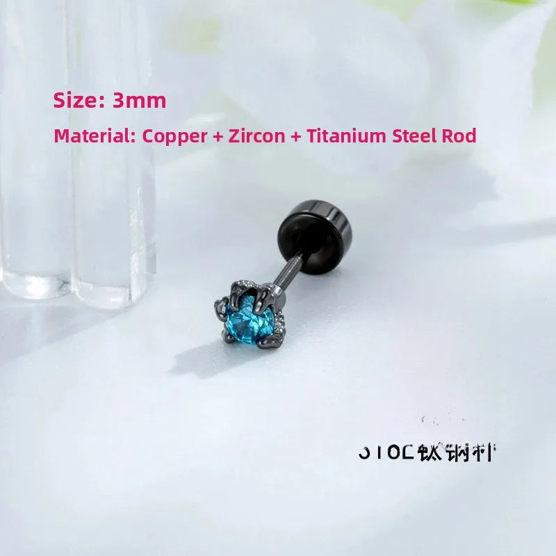 Unisex Dragon Ear Cartilage Rings & Studs with Claw Setting in 316L Stainless Steel, Multicolor