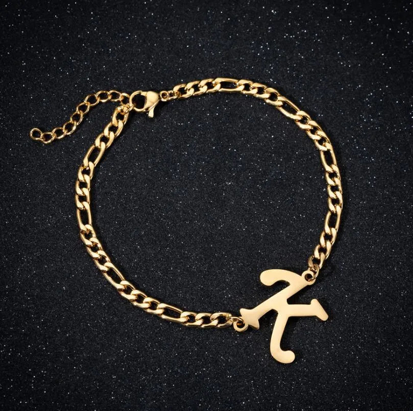 Fashion Letter 201 Stainless Steel 18K Gold Plated Bracelets In Bulk
