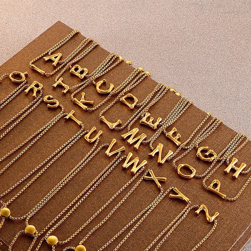 Letter Titanium Steel 18K Gold Plated Bracelets In Bulk