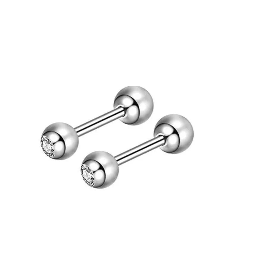 simple style geometric stainless steel inlay zircon ear studs 1 piece