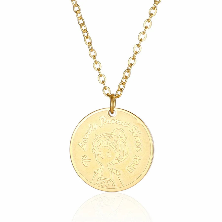 304 Stainless Steel 18K Gold Plated Hip-Hop Plating Cartoon Character Pendant Necklace