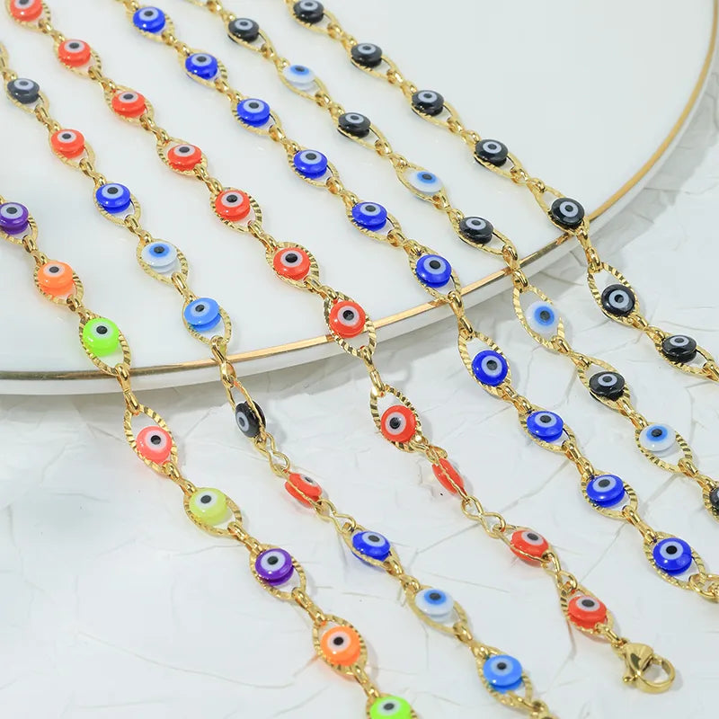 Vacation Devil's Eye 304 Stainless Steel 14K Gold Plated Bracelets In Bulk