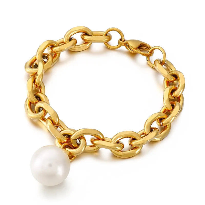 Fashion Geometric Stainless Steel 18K Gold Plated Bracelets In Bulk