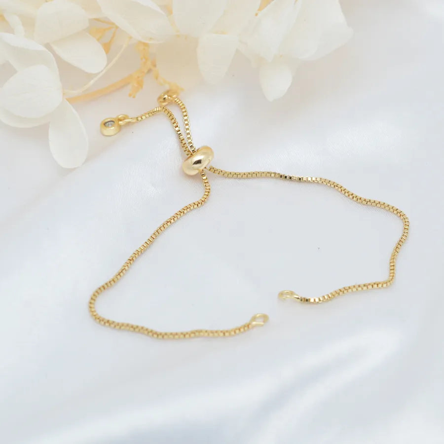 1 Piece Copper Rhinestones 18K Gold Plated Bracelets