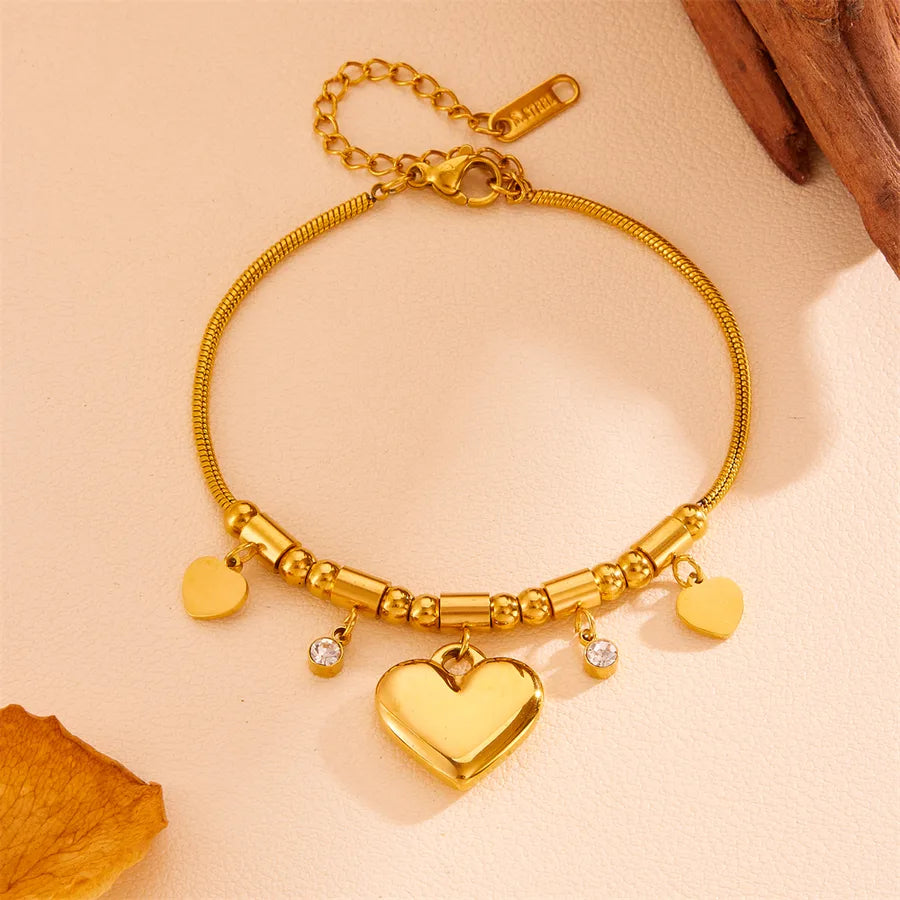 Elegant Romantic Heart Shape Titanium Steel 18K Gold Plated Bracelets In Bulk