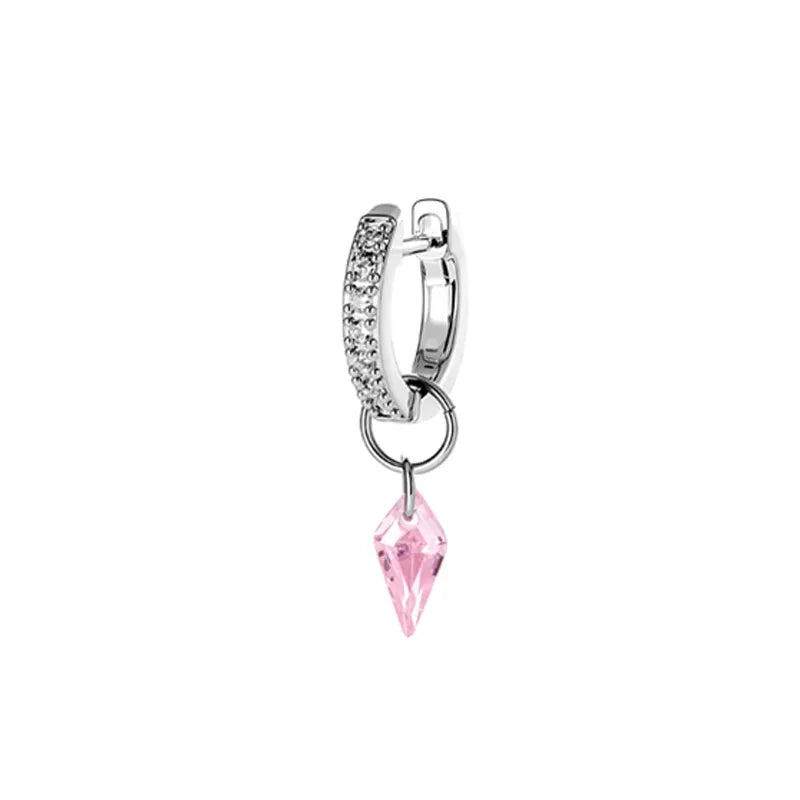 Unisex Rhombus Copper Ear Cartilage Rings & Studs with Zircon Inlay in Red Featuring Straight Barbell
