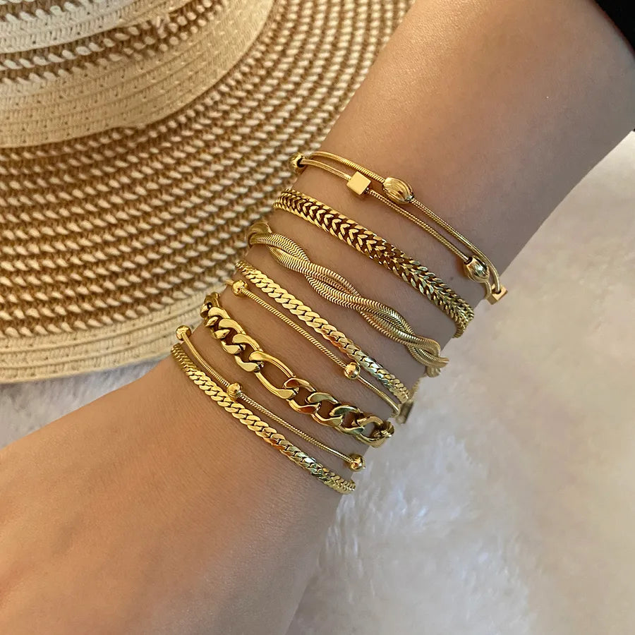 Simple Style Geometric Stainless Steel 18K Gold Plated Bracelets In Bulk