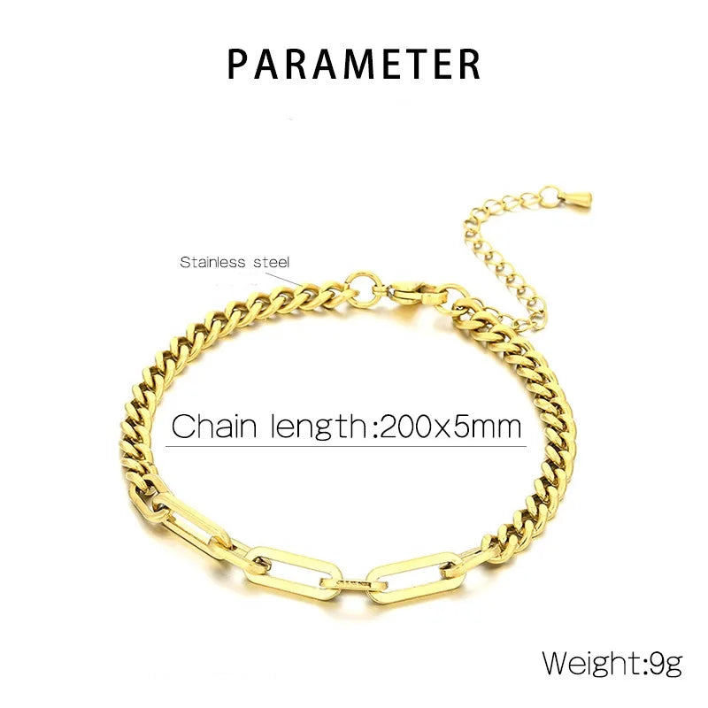 Hip-Hop Geometric Titanium Steel 18K Gold Plated Bracelets In Bulk