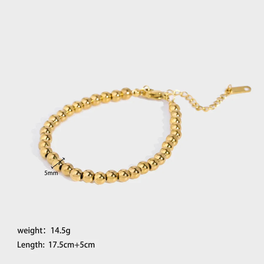 Classic Style Round 201 Stainless Steel 18K Gold Plated Bracelets In Bulk