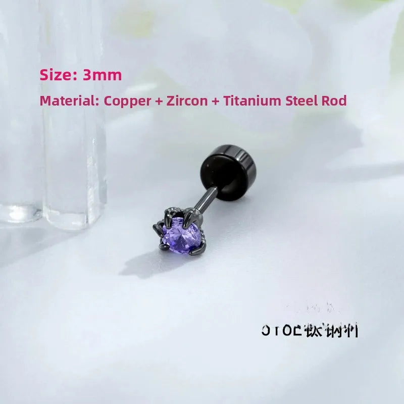 Unisex Dragon Ear Cartilage Rings & Studs with Claw Setting in 316L Stainless Steel, Multicolor