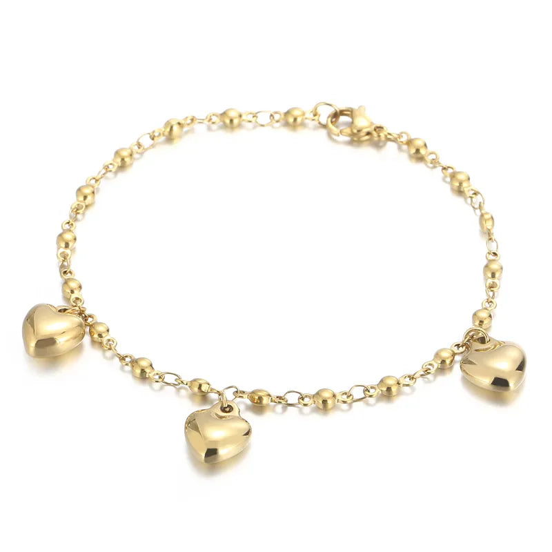 Fashion Heart Shape Titanium Steel 18K Gold Plated Bracelets In Bulk