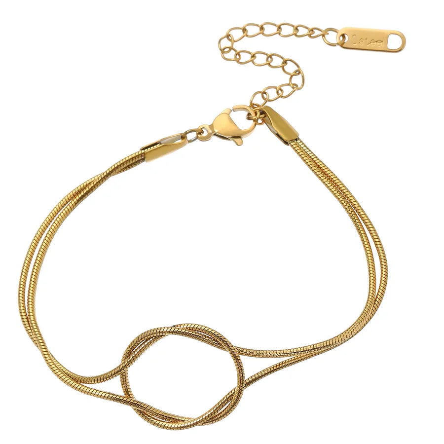 Simple Style Round Titanium Steel 18K Gold Plated Bracelets In Bulk