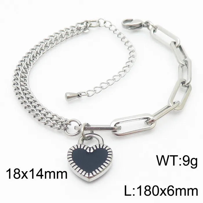 Elegant Heart Shape Titanium Steel 18K Gold Plated Bracelets In Bulk