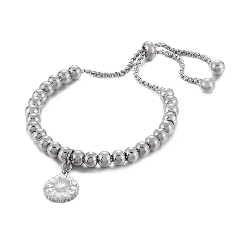 elegant sunflower tree titanium steel gold plated bracelets