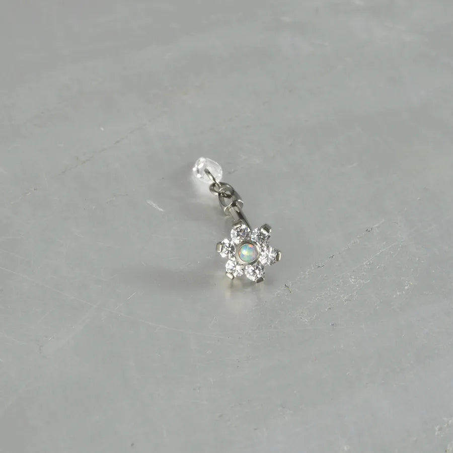 1 Piece Ear Cartilage Rings & Studs Casual Tropical Round Water Droplets Flower G23 Titanium Alloy Polishing Zircon Ear Cartilage Rings & Studs