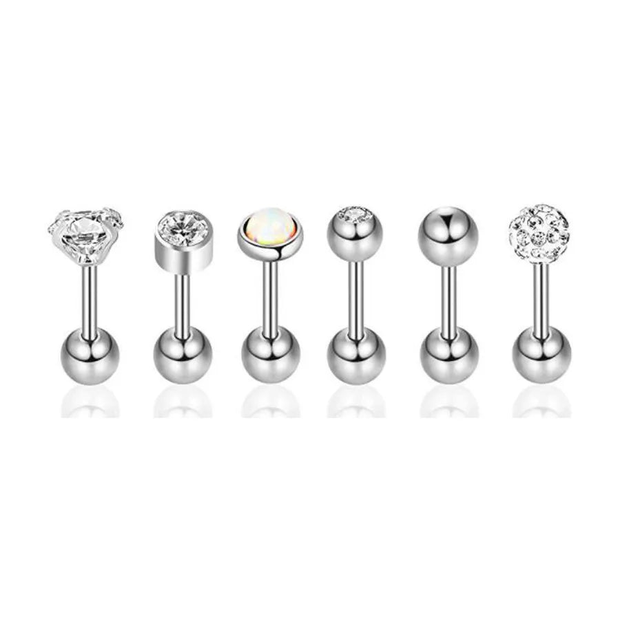 simple style geometric stainless steel inlay zircon ear studs 1 piece