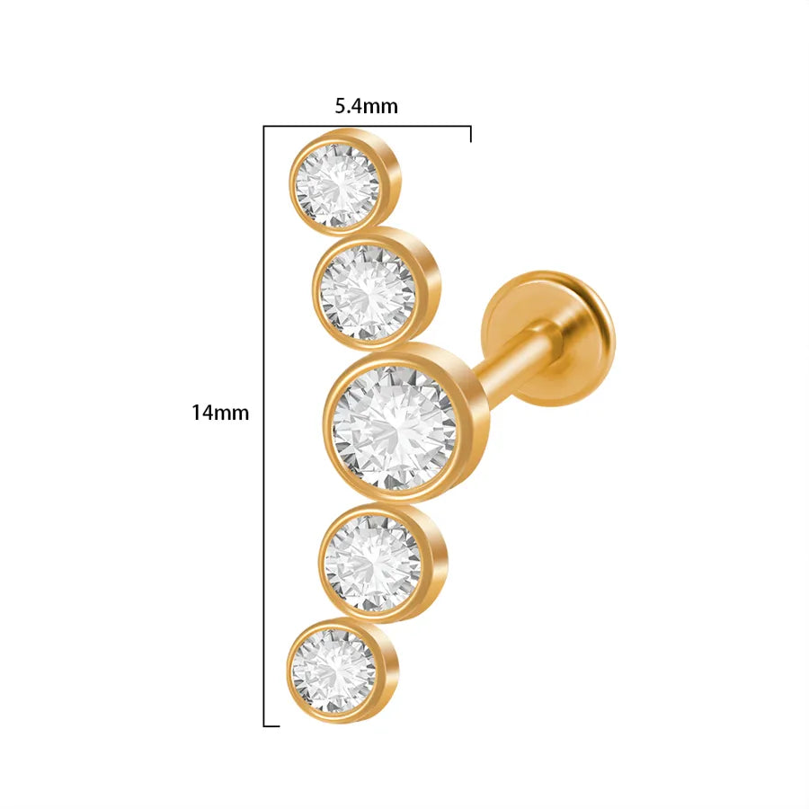 Casual Vacation Round Arc 304 Stainless Steel Inlay Zircon lip stud Ear Studs 1 Piece