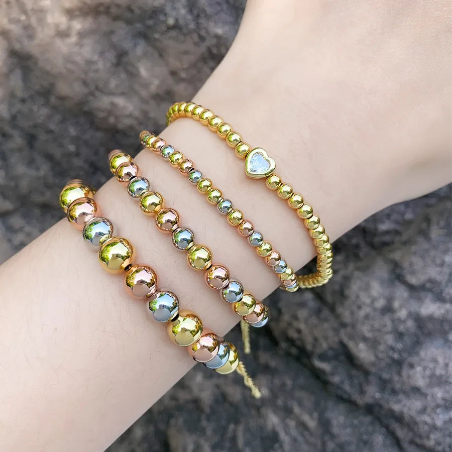 simple style streetwear round copper plating 18k gold plated bracelets