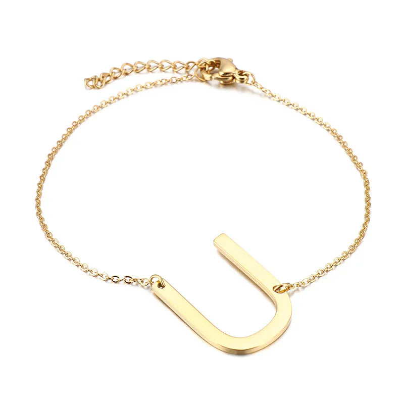 Fashion Letter Titanium Steel 18K Gold Plated Bracelets In Bulk