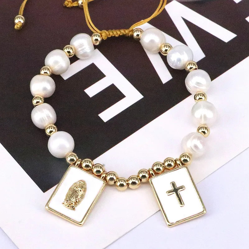 elegant cross star copper 18k gold plated bracelets in bulk