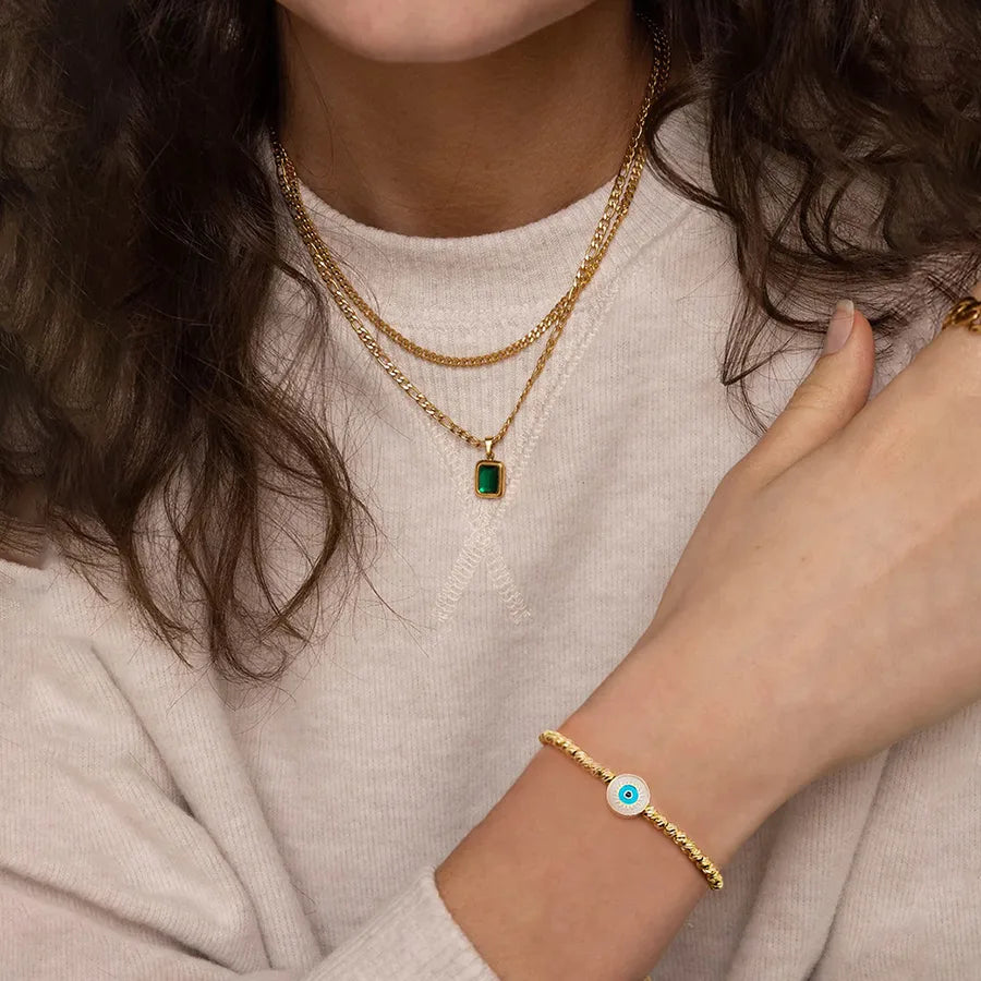 ig style casual devil's eye copper 18k gold plated bracelets in bulk
