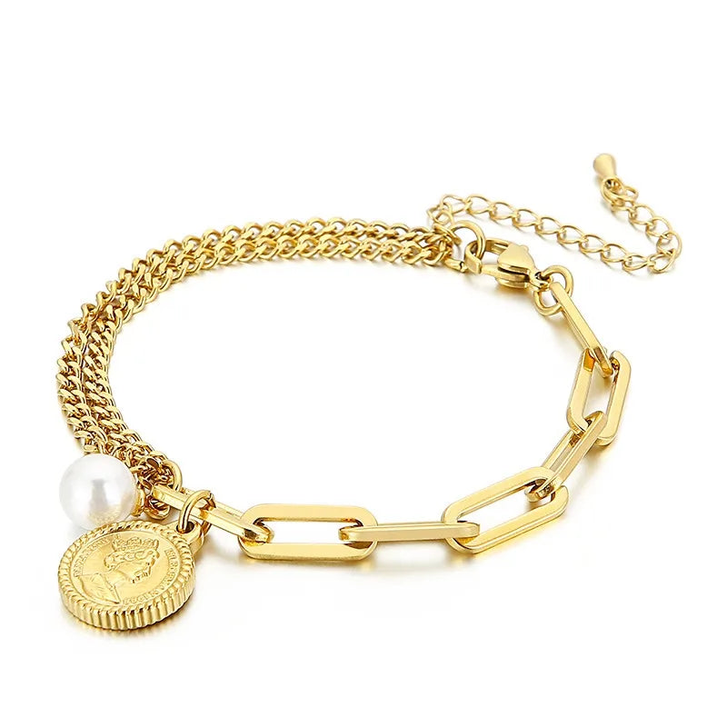 Fashion Cartoon Character Titanium Steel 18K Gold Plated Bracelets In Bulk