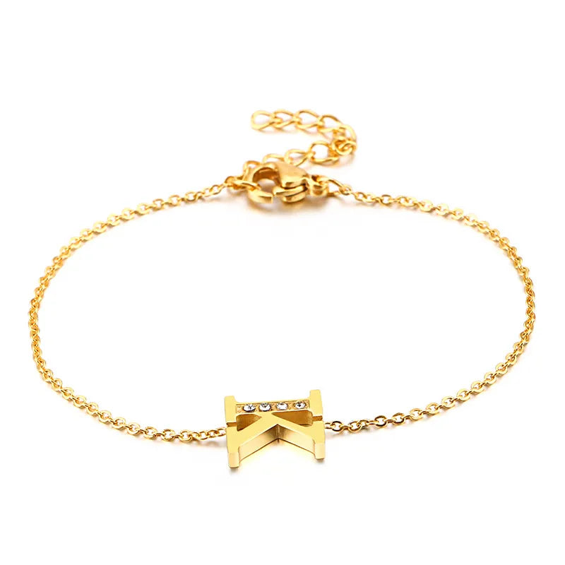 Fashion Letter Titanium Steel 18K Gold Plated Bracelets In Bulk