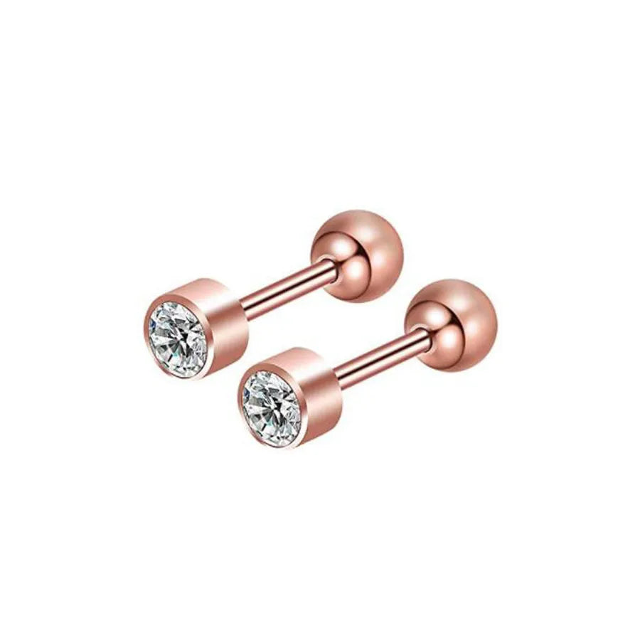 simple style geometric stainless steel inlay zircon ear studs 1 piece