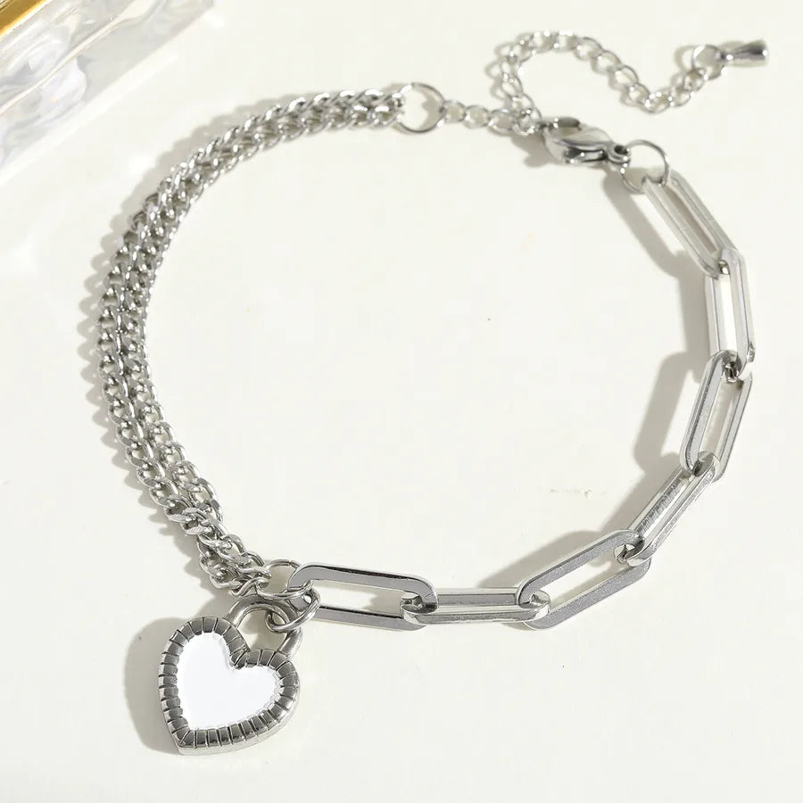 Elegant Heart Shape Titanium Steel 18K Gold Plated Bracelets In Bulk