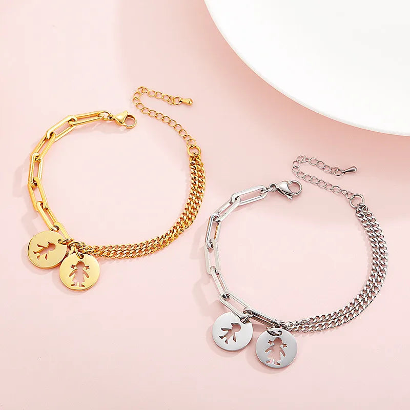 Fashion Cartoon Character Titanium Steel 18K Gold Plated Bracelets In Bulk