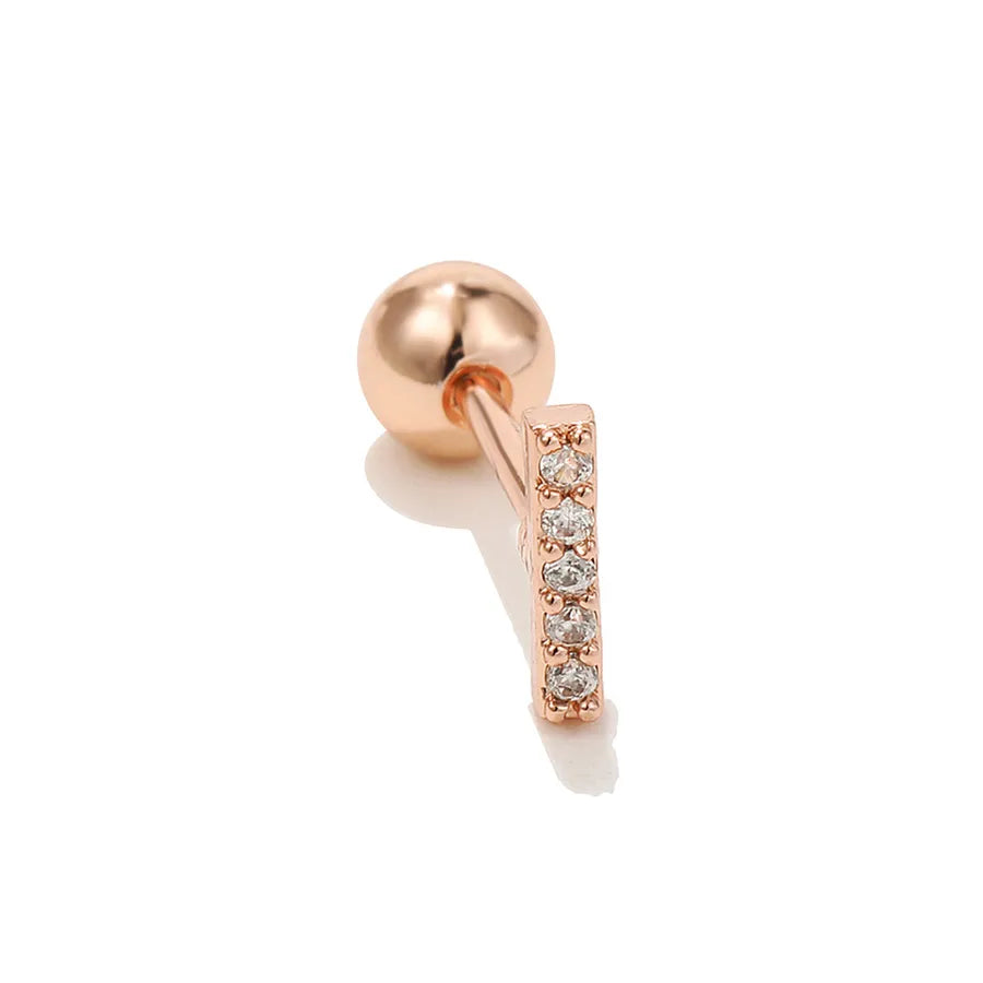 simple style triangle geometric brass zircon cartilage earrings