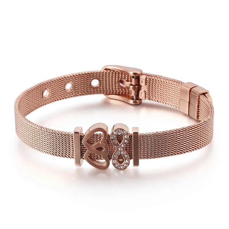Korean Style Heart Titanium Steel 18K Gold Plated Bracelets In Bulk