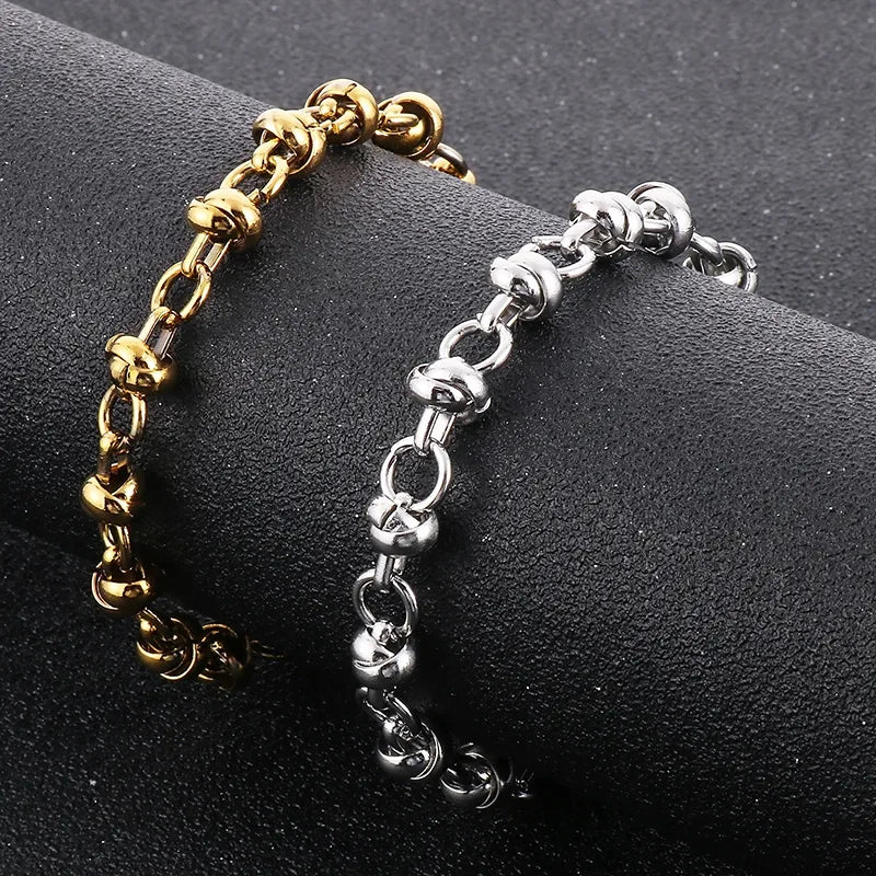 Business Solid Color Titanium Steel 18K Gold Plated Bracelets In Bulk