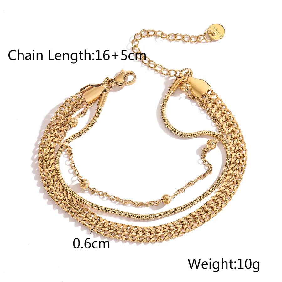 Simple Style Geometric 304 Stainless Steel 18K Gold Plated Bracelets In Bulk