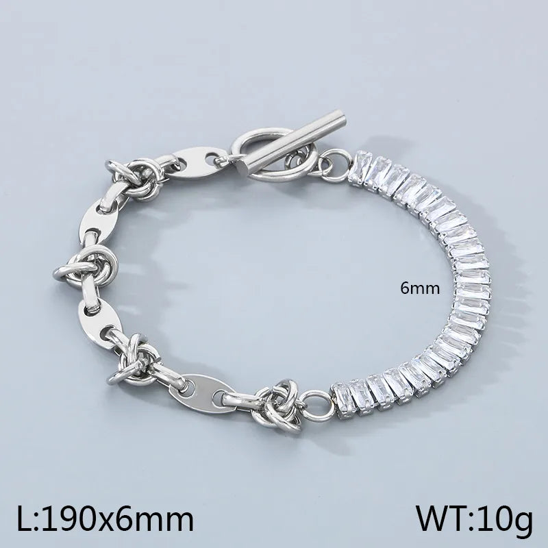 Simple Style Solid Color 304 Stainless Steel 18K Gold Plated Bracelets In Bulk