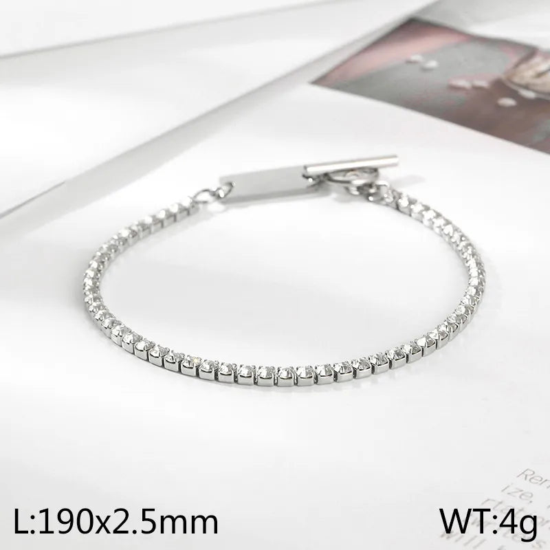 Elegant Simple Style Solid Color Stainless Steel 18K Gold Plated Bracelets In Bulk