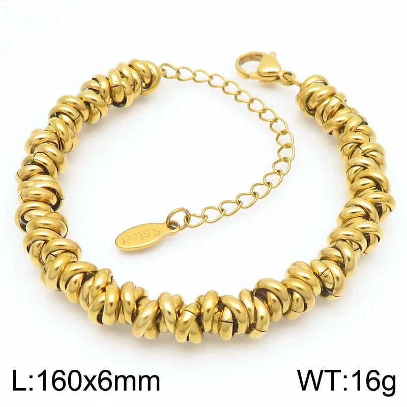 Basic Solid Color Titanium Steel 18K Gold Plated Bracelets In Bulk