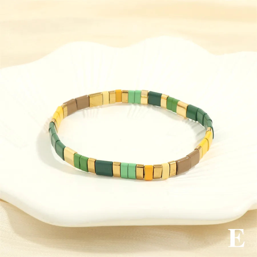 beach square copper beaded 18k gold plated bracelets