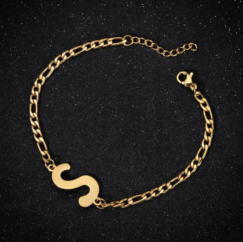 Fashion Letter 201 Stainless Steel 18K Gold Plated Bracelets In Bulk
